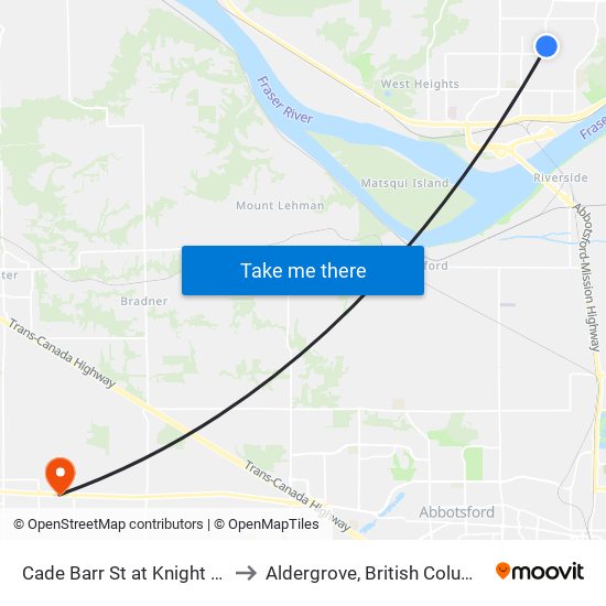 Cade Barr & Knight to Aldergrove, British Columbia map