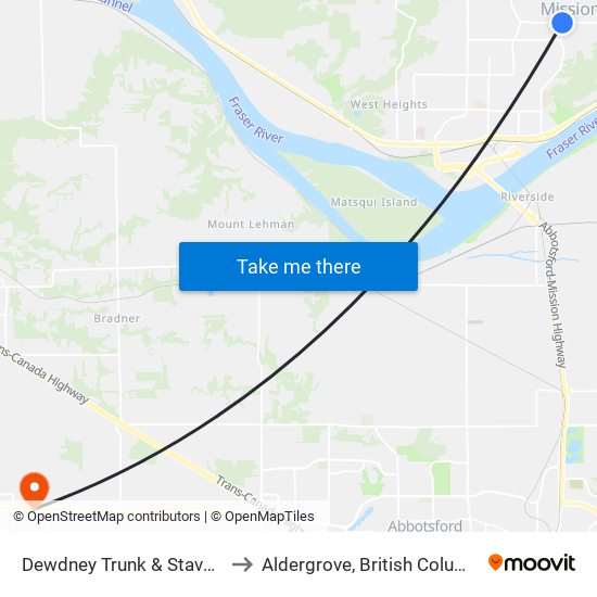 Dewdney Trunk & Stave Lk to Aldergrove, British Columbia map