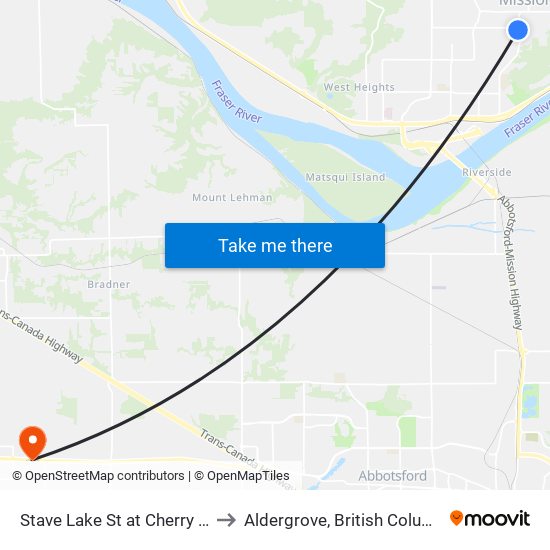 Stave Lk & Cherry to Aldergrove, British Columbia map