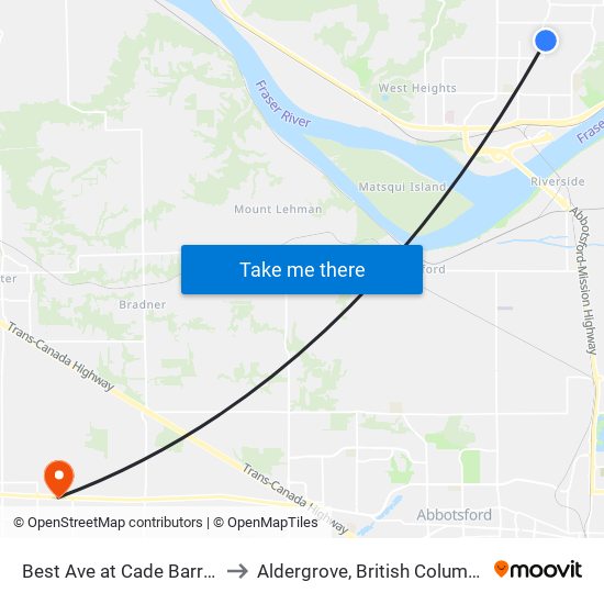 Best Ave at Cade Barr St to Aldergrove, British Columbia map