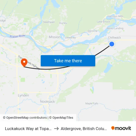 Luckakuck Way at Topaz Dr to Aldergrove, British Columbia map