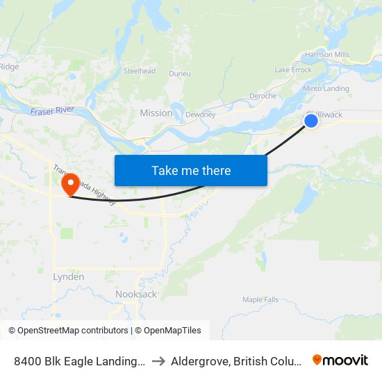 8400 Blk Eagle Landing Pky to Aldergrove, British Columbia map