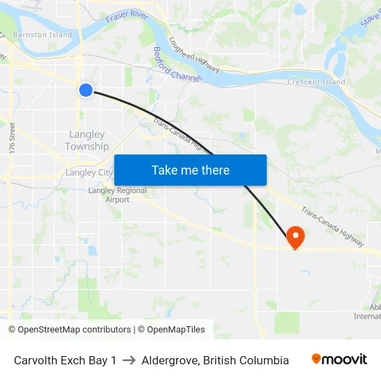 Carvolth Exch Bay 1 to Aldergrove, British Columbia map