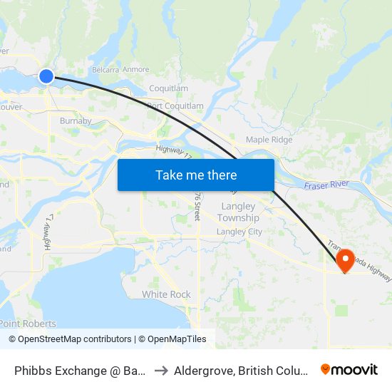 Phibbs Exchange @ Bay 12 to Aldergrove, British Columbia map