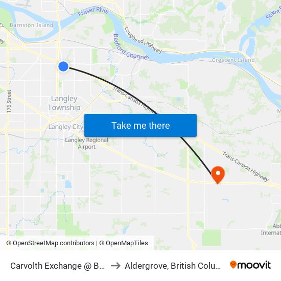 Carvolth Exchange @ Bay 9 to Aldergrove, British Columbia map