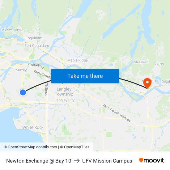 Newton Exchange @ Bay 10 to UFV Mission Campus map