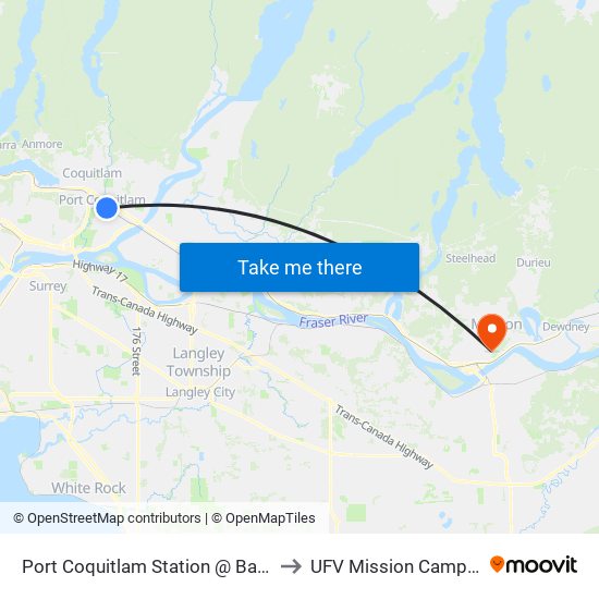 Port Coquitlam Station @ Bay 5 to UFV Mission Campus map