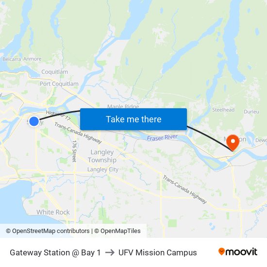 Gateway Station @ Bay 1 to UFV Mission Campus map