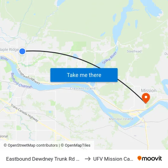 Eastbound Dewdney Trunk Rd @ 236 St to UFV Mission Campus map