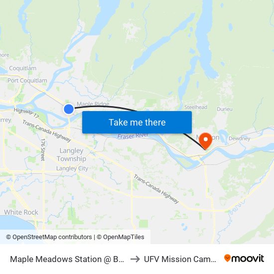 Maple Meadows Station @ Bay 2 to UFV Mission Campus map