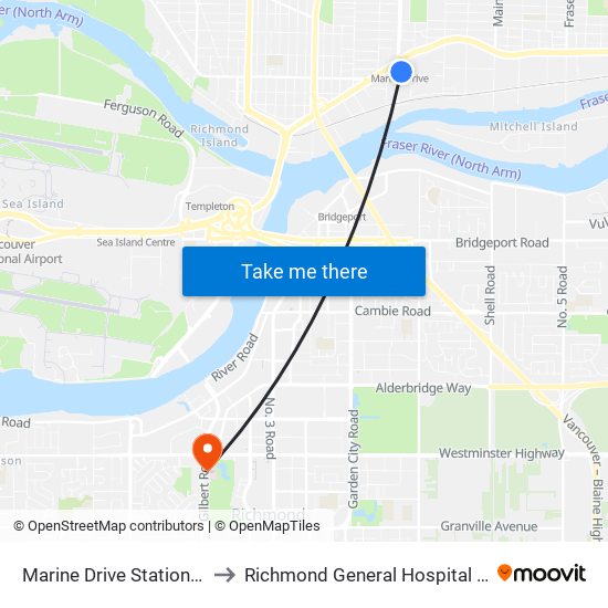 Marine Drive Station @ Bay 1 to Richmond General Hospital Cast Clinic map