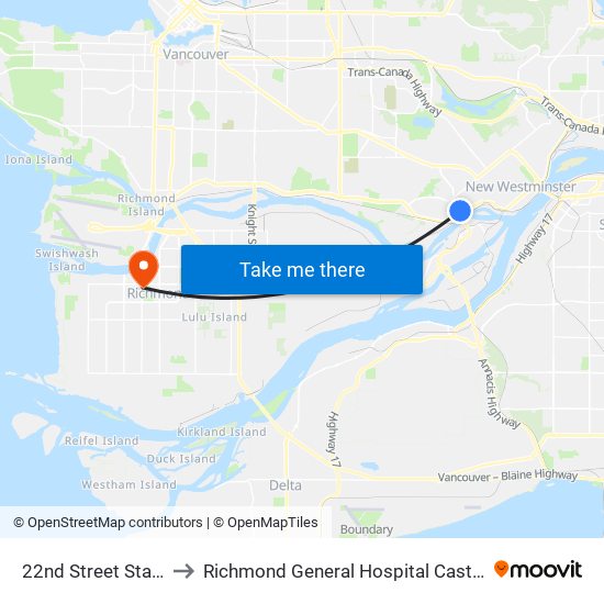 22nd Street Station to Richmond General Hospital Cast Clinic map