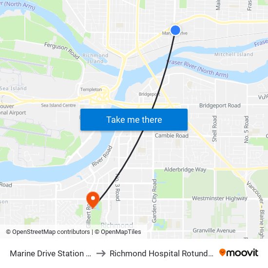 Marine Drive Station @ Bay 1 to Richmond Hospital Rotunda Building map