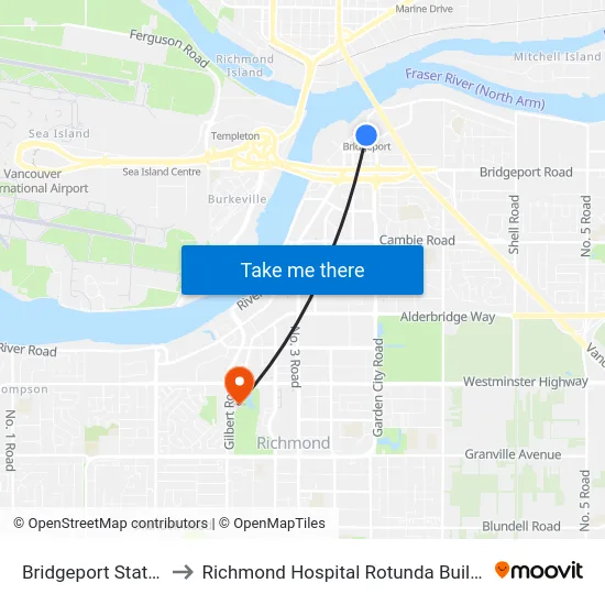 Bridgeport Station to Richmond Hospital Rotunda Building map