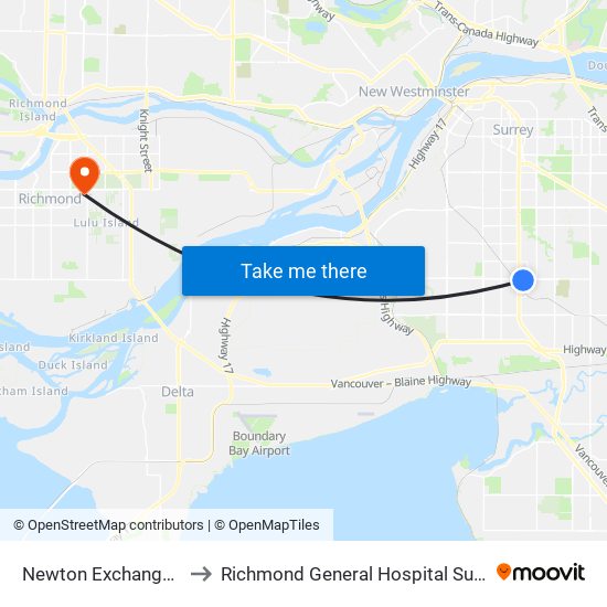 Newton Exchange @ Bay 4 to Richmond General Hospital Surgical Daycare map