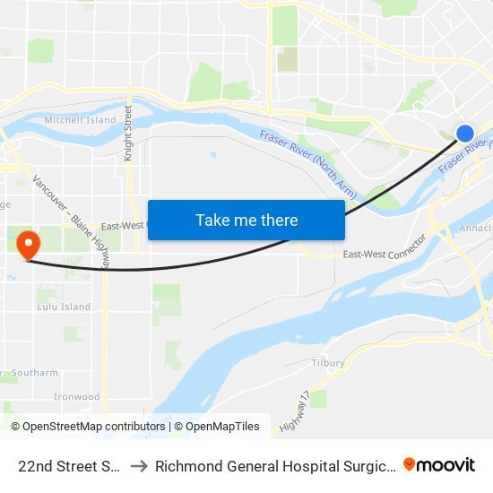 22nd Street Station to Richmond General Hospital Surgical Daycare map