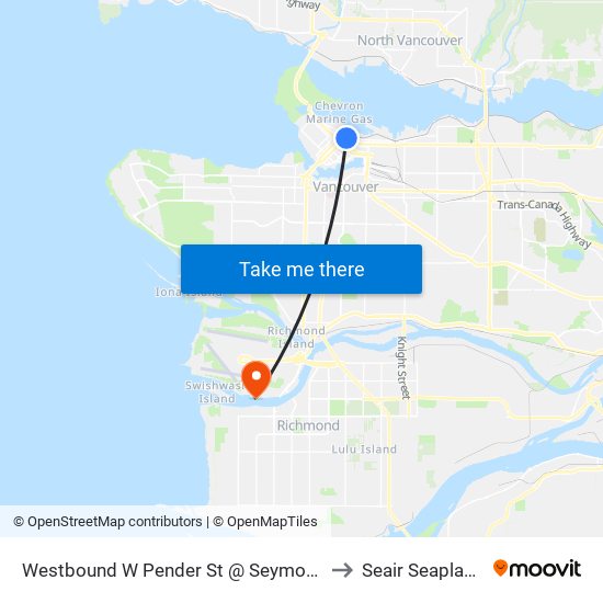 Westbound W Pender St @ Seymour St to Seair Seaplanes map