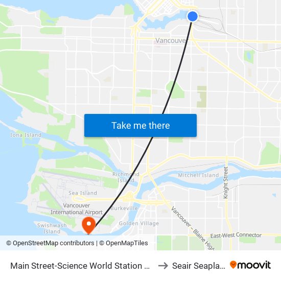 Main Street-Science World Station @ Bay 1 to Seair Seaplanes map