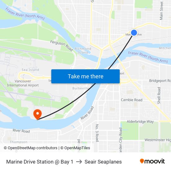 Marine Drive Station @ Bay 1 to Seair Seaplanes map