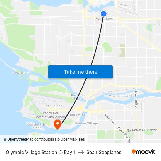 Olympic Village Station @ Bay 1 to Seair Seaplanes map