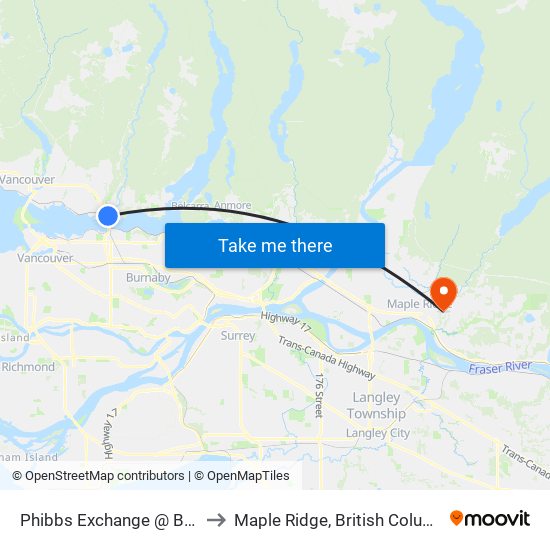 Phibbs Exchange @ Bay 1 to Maple Ridge, British Columbia map