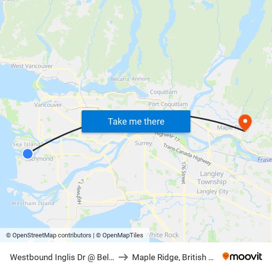 Westbound Inglis Dr @ Bell Irving Rd to Maple Ridge, British Columbia map