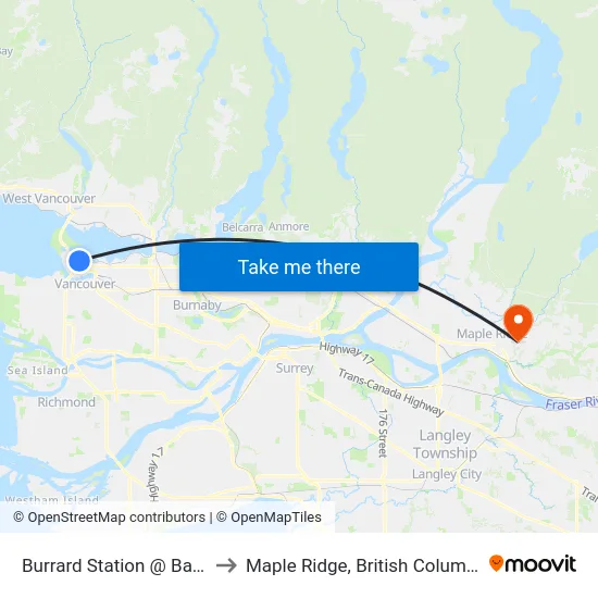 Burrard Station @ Bay 2 to Maple Ridge, British Columbia map