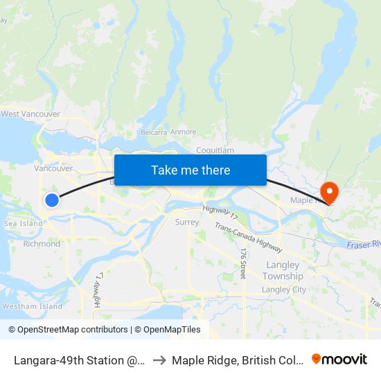 Langara-49th Station @ Bay 4 to Maple Ridge, British Columbia map