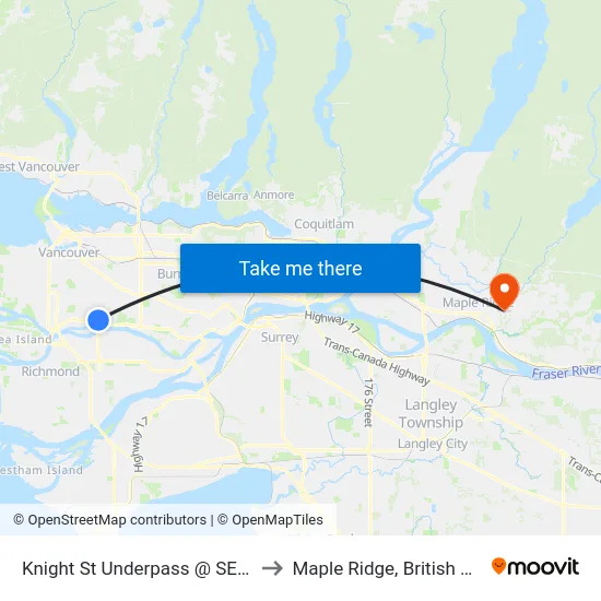 Knight St Underpass @ SE Marine Dr to Maple Ridge, British Columbia map