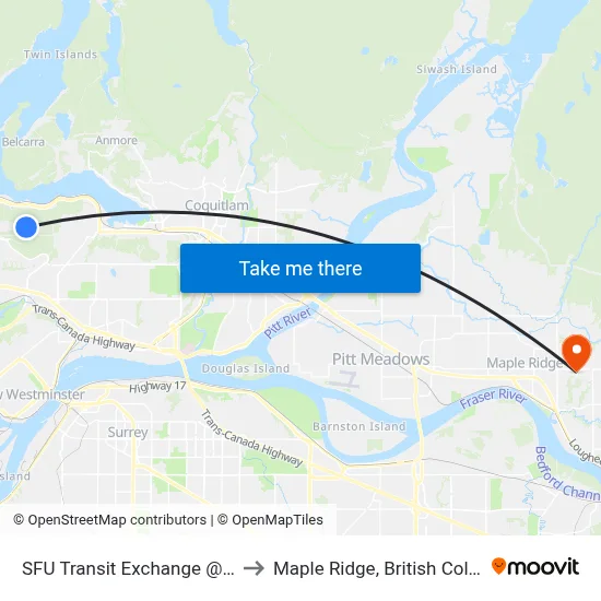 SFU Transit Exchange @ Bay 3 to Maple Ridge, British Columbia map