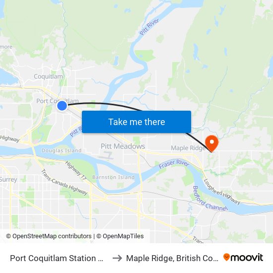 Port Coquitlam Station @ Bay 5 to Maple Ridge, British Columbia map