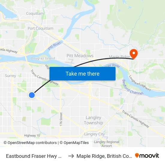 Eastbound Fraser Hwy @ 152 St to Maple Ridge, British Columbia map