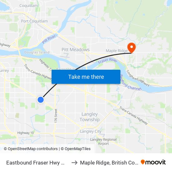 Eastbound Fraser Hwy @ 164 St to Maple Ridge, British Columbia map