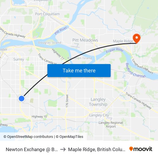 Newton Exchange @ Bay 3 to Maple Ridge, British Columbia map
