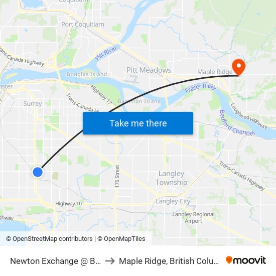 Newton Exchange @ Bay 6 to Maple Ridge, British Columbia map