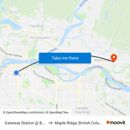 Gateway Station @ Bay 3 to Maple Ridge, British Columbia map
