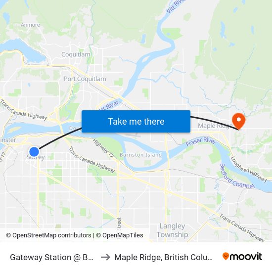 Gateway Station @ Bay 1 to Maple Ridge, British Columbia map