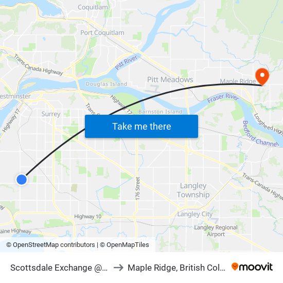 Scottsdale Exchange @ Bay 1 to Maple Ridge, British Columbia map