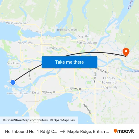 Northbound No. 1 Rd @ Chatham St to Maple Ridge, British Columbia map