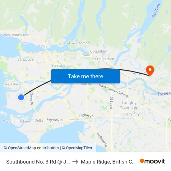 Southbound No. 3 Rd @ Jones Rd to Maple Ridge, British Columbia map
