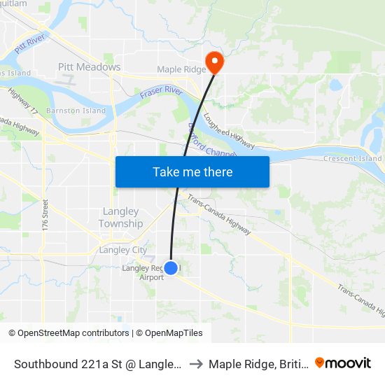 Southbound 221a St @ Langley Memorial Hospital to Maple Ridge, British Columbia map