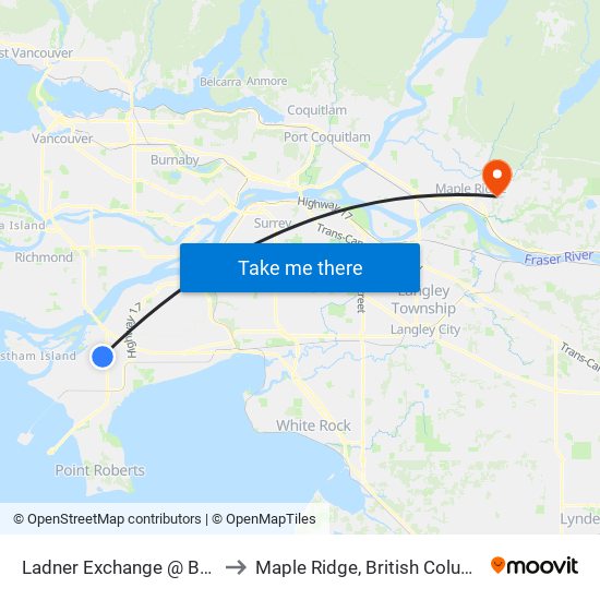 Ladner Exchange @ Bay 7 to Maple Ridge, British Columbia map