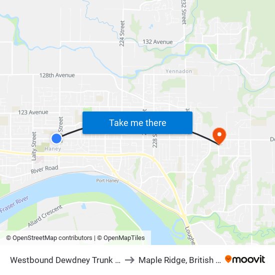 Westbound Dewdney Trunk Rd @ 216 St to Maple Ridge, British Columbia map