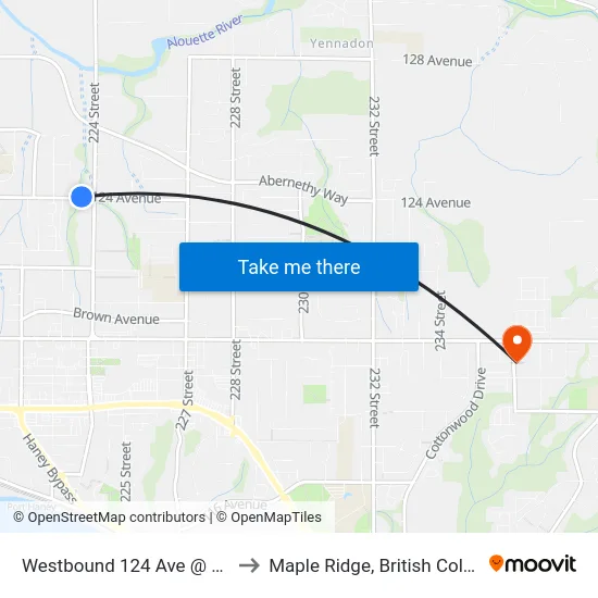 Westbound 124 Ave @ 224 St to Maple Ridge, British Columbia map