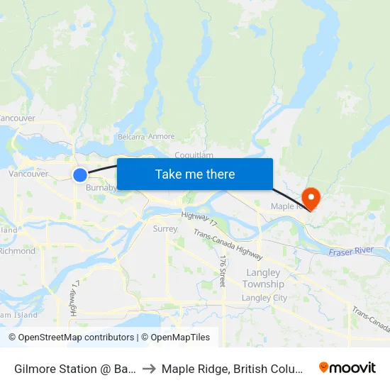 Gilmore Station @ Bay 1 to Maple Ridge, British Columbia map