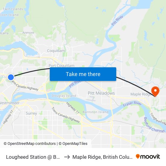 Lougheed Station @ Bay 10 to Maple Ridge, British Columbia map