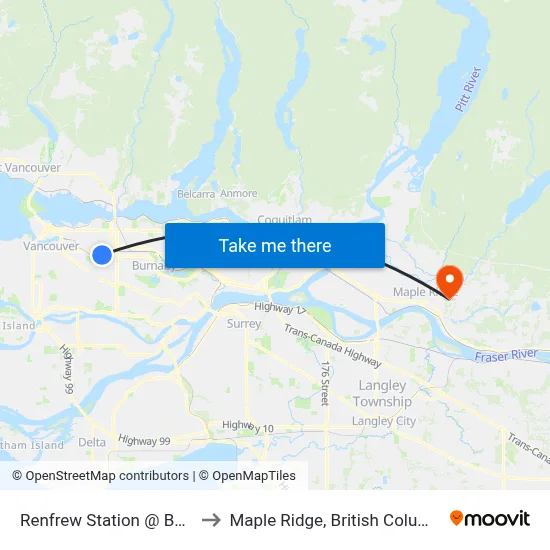 Renfrew Station @ Bay 1 to Maple Ridge, British Columbia map