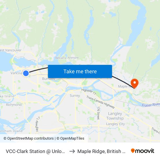 VCC-Clark Station @ Unloading Only to Maple Ridge, British Columbia map