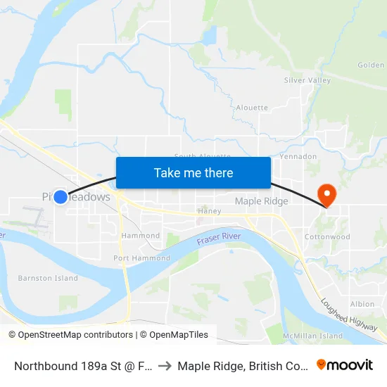 Northbound 189a St @ Ford Rd to Maple Ridge, British Columbia map