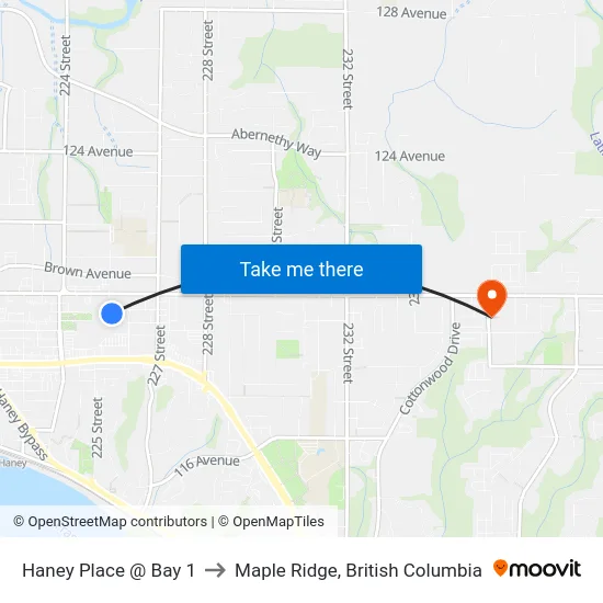 Haney Place @ Bay 1 to Maple Ridge, British Columbia map